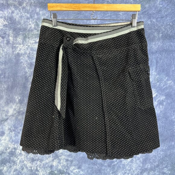 Black and Gray Polka Dot Skirt w/ Lace Trim - Picture 1 of 3